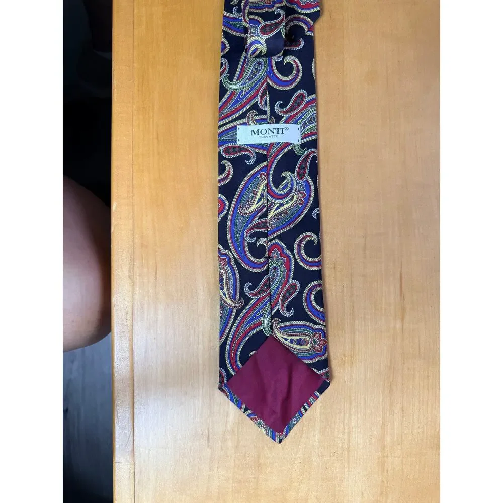 59” Monti Fashion Mens Silk Paisley Necktie-Multicolor
